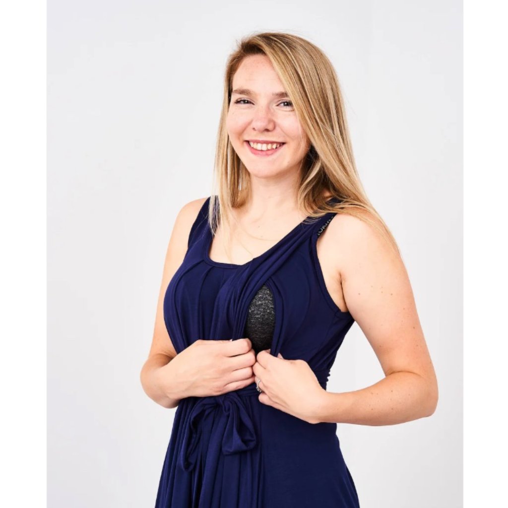 Latched Mama The Momper Nursing Romper Navy Jersey Knit Sleeveless Small — image 7 of 8